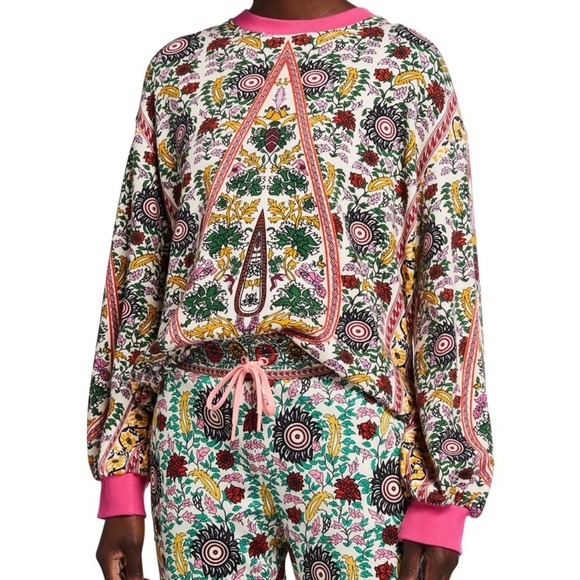 Alice + Olivia Amirah Floral-Print Drawstring-Hem Sweatshirt - Picture 1 of 8